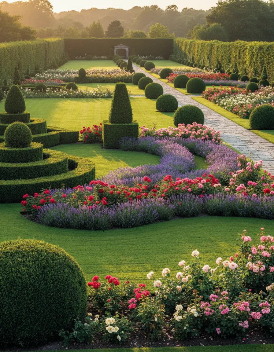 Aufwendig gestaltete Gartenanlage